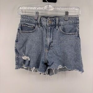 Hollister Ultra‎ High-Rise Denim Shorts Women's Size 25 Distressed Frayed Hem